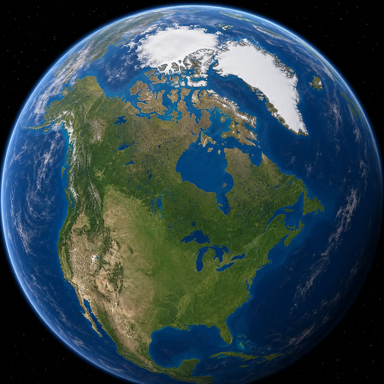 Earth focused on Canada