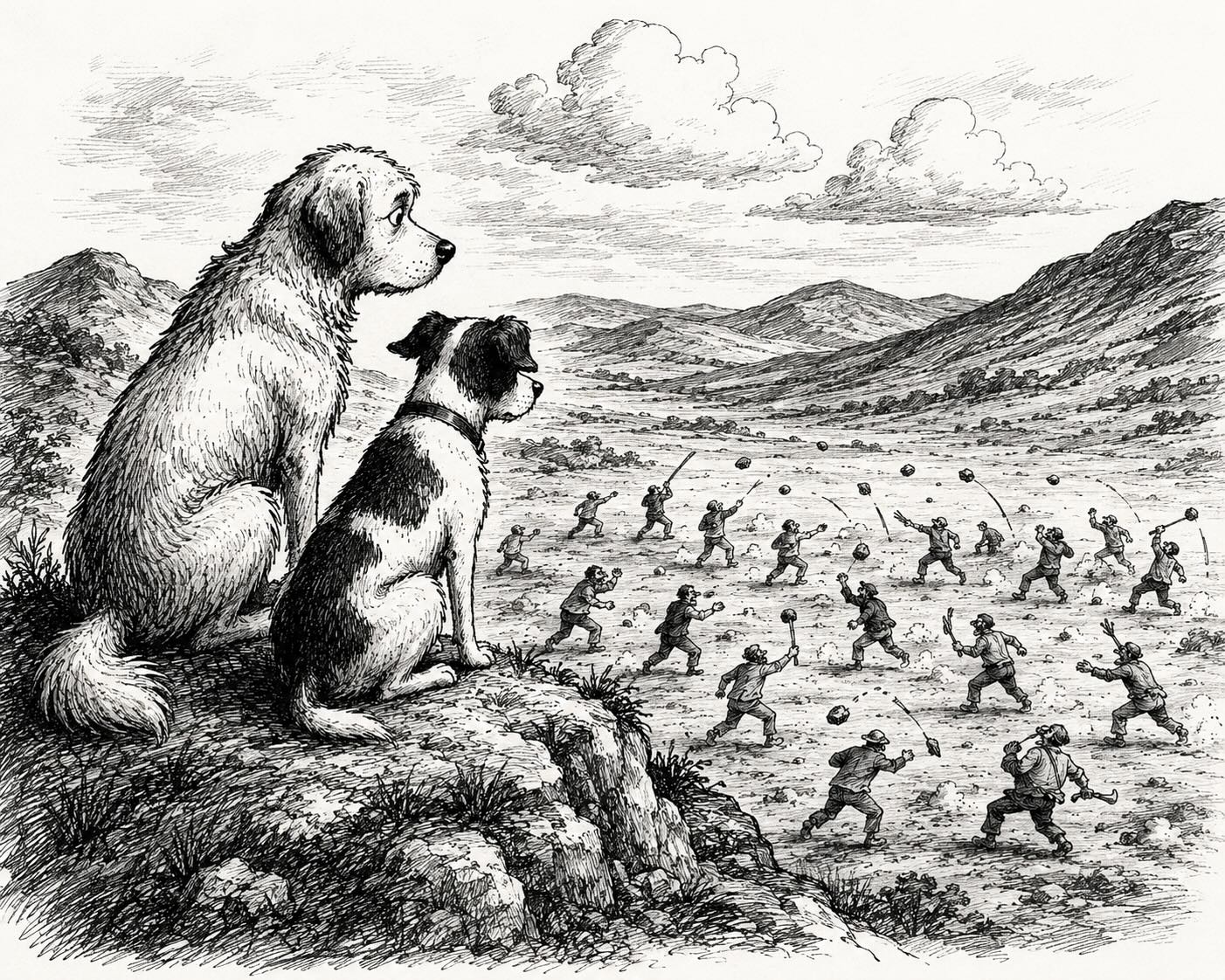 Dogs worry for humans at war