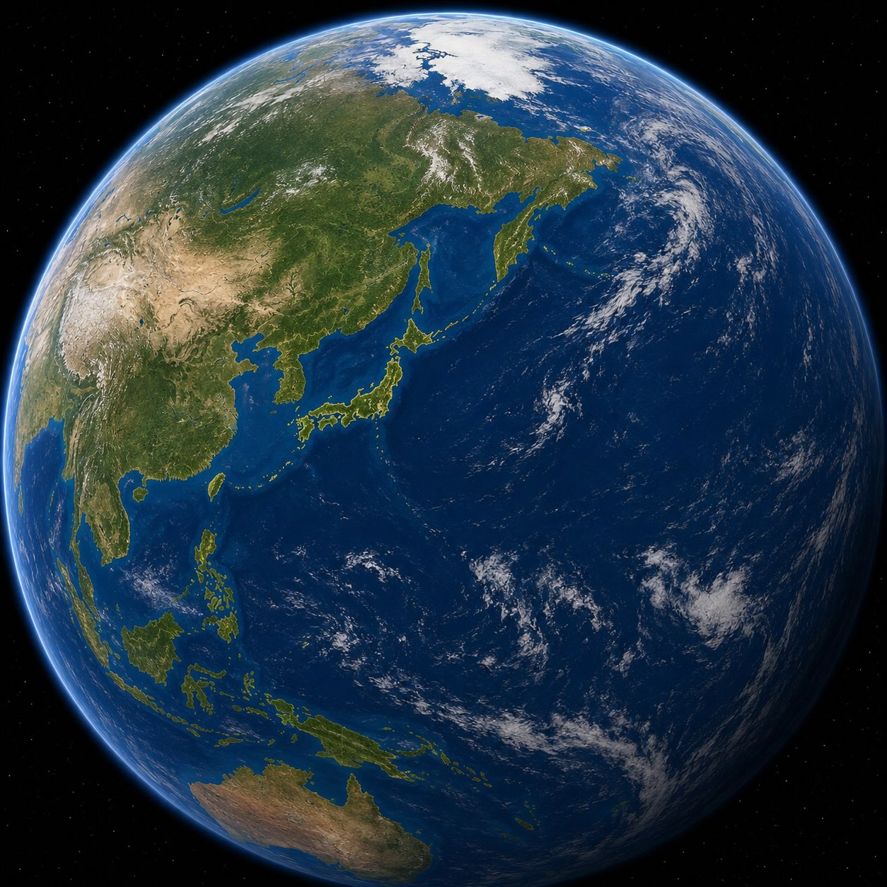 Earth focused on Japan