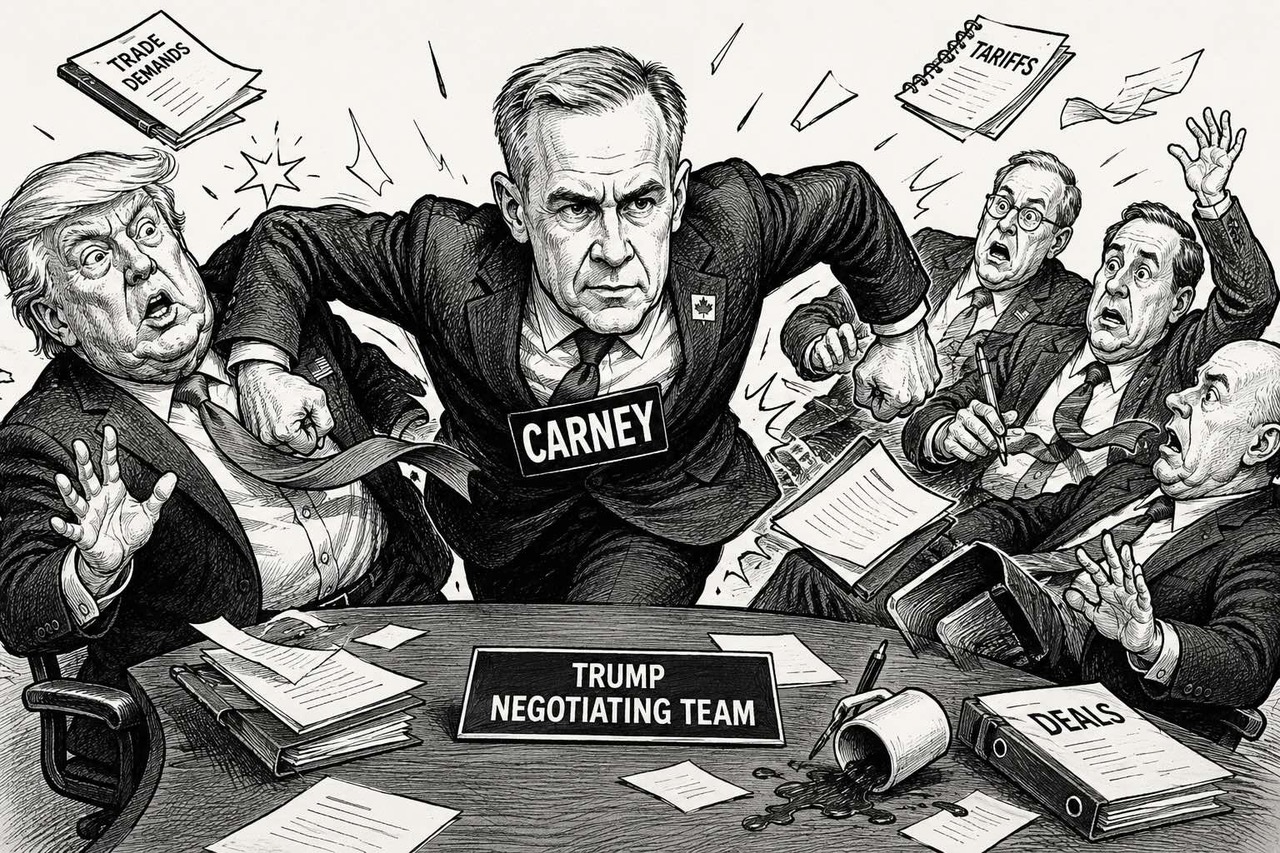 Editorial cartoon about Canada rejecting Donald Trump’s trade tactics