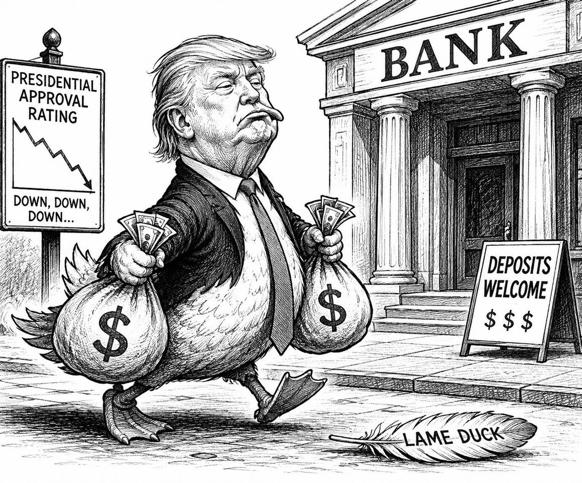 Editorial cartoon titled If it looks like a duck and talks like a duck