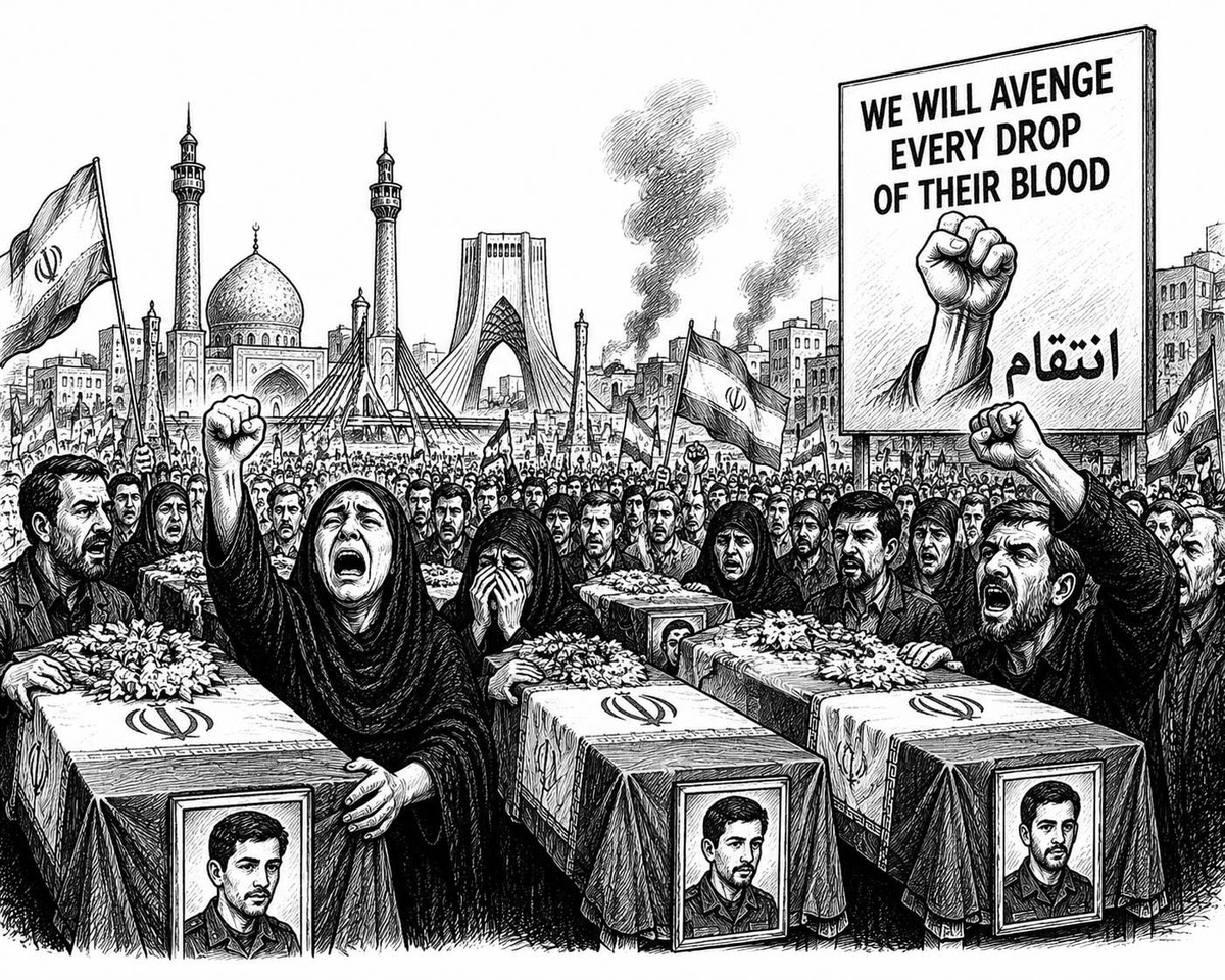 Editorial cartoon about revenge and retaliation