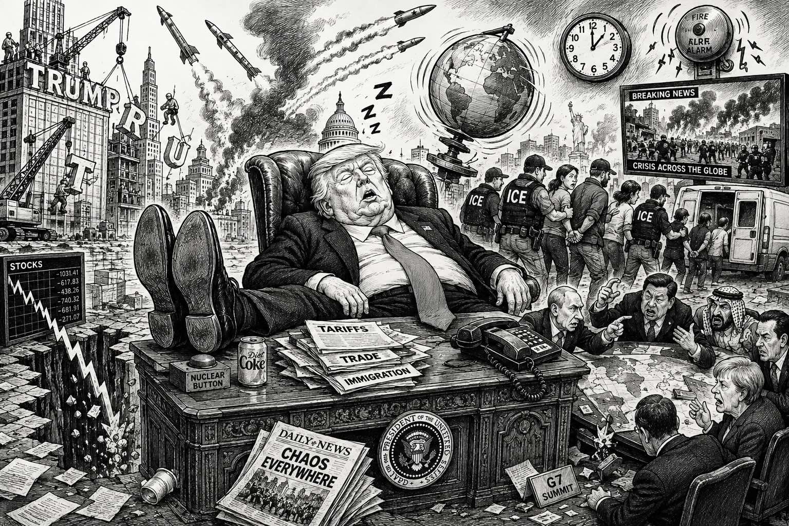 President Snoozy editorial cartoon