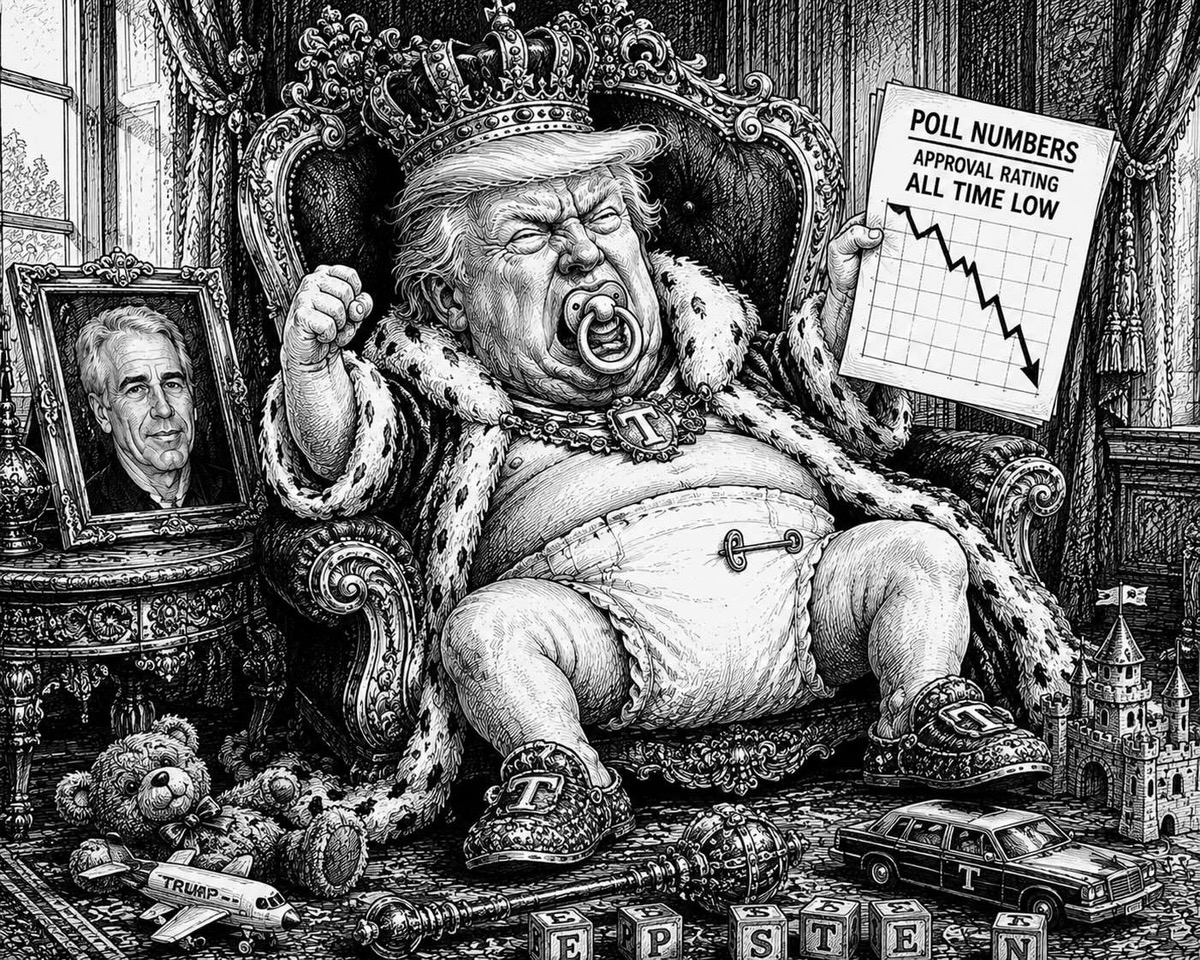 Editorial cartoon depicting voters turning away from Trump-aligned Republicans