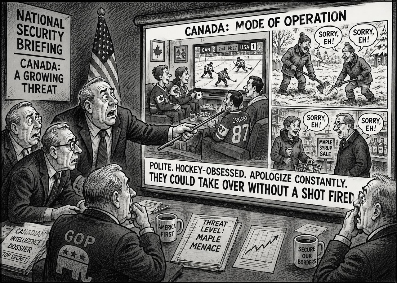 Editorial cartoon about Canadian security fears